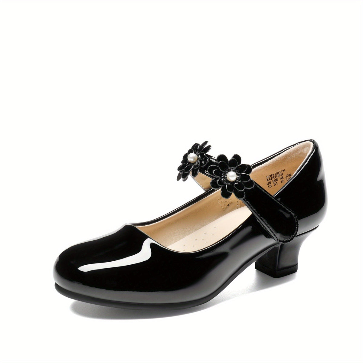 Girls Dress Shoes - Cushioned Comfort – Black / Golden – view 3