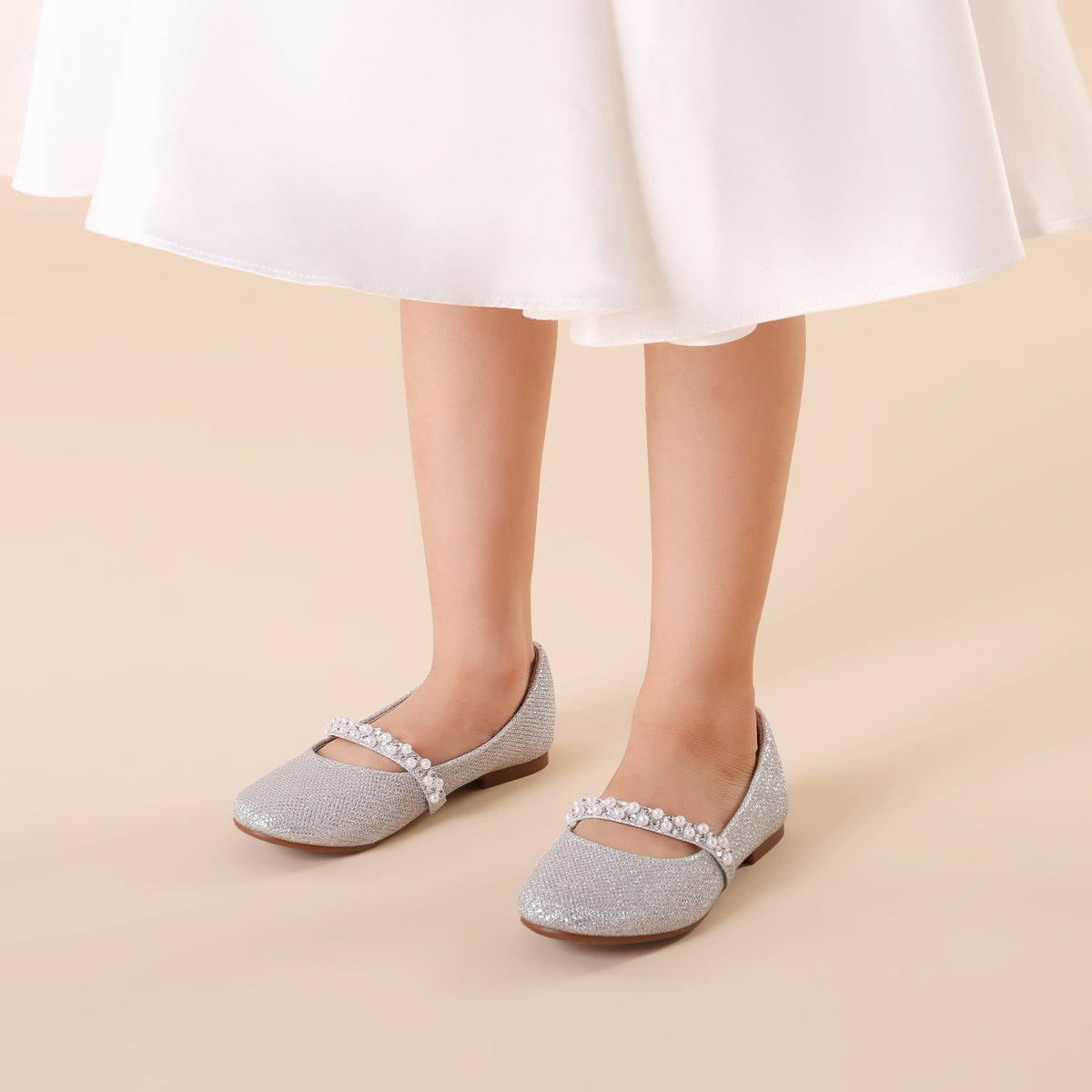 Girls Dress Shoes - Cushioned Comfort – White / Black – view 2