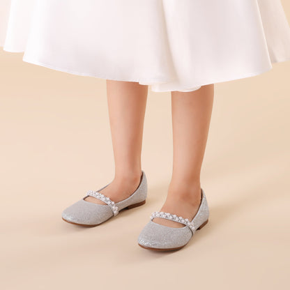 Girls Dress Shoes - Cushioned Comfort – White / Black – view 2