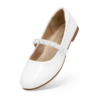Girls Dress Shoes - Cushioned Comfort – White / Black – White option – view 3