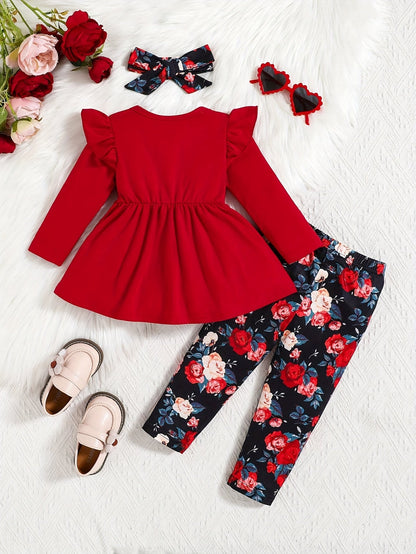 Girls' Floral Outfit Set - Long Sleeve Fall – view 8