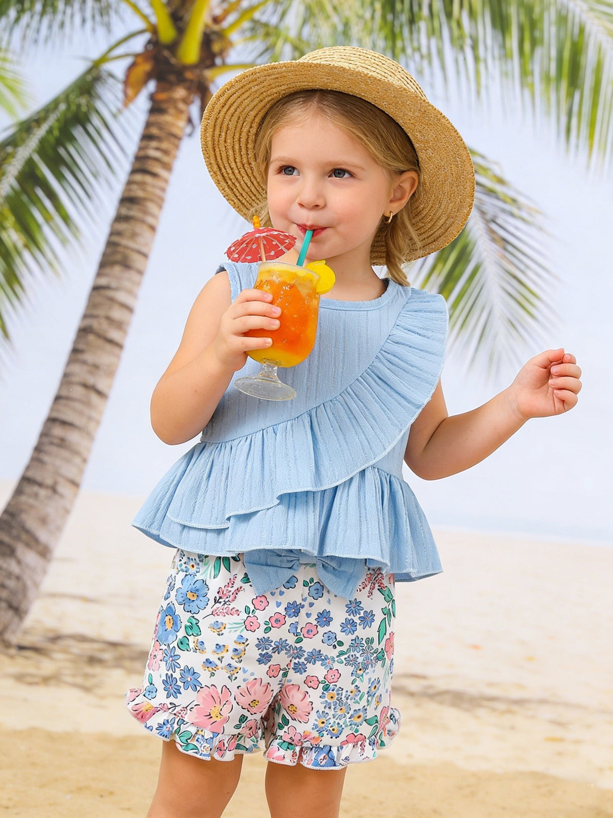 Girls' Floral Outfit Set - Sleeveless Summer – view 7