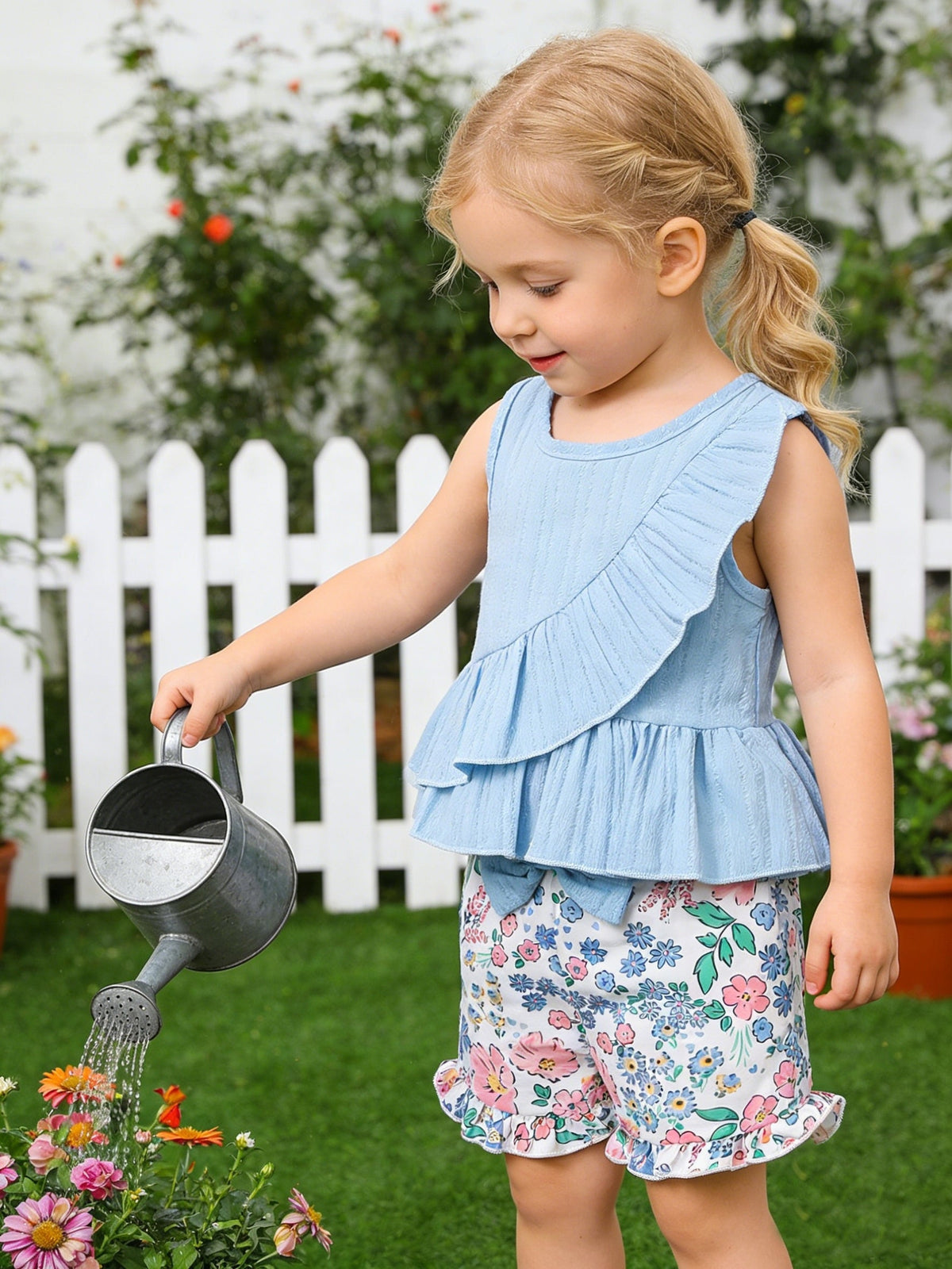 Girls' Floral Outfit Set - Sleeveless Summer – view 9