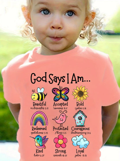 Girls' God Says I Am T-Shirt - Butterfly Graphic – view 14