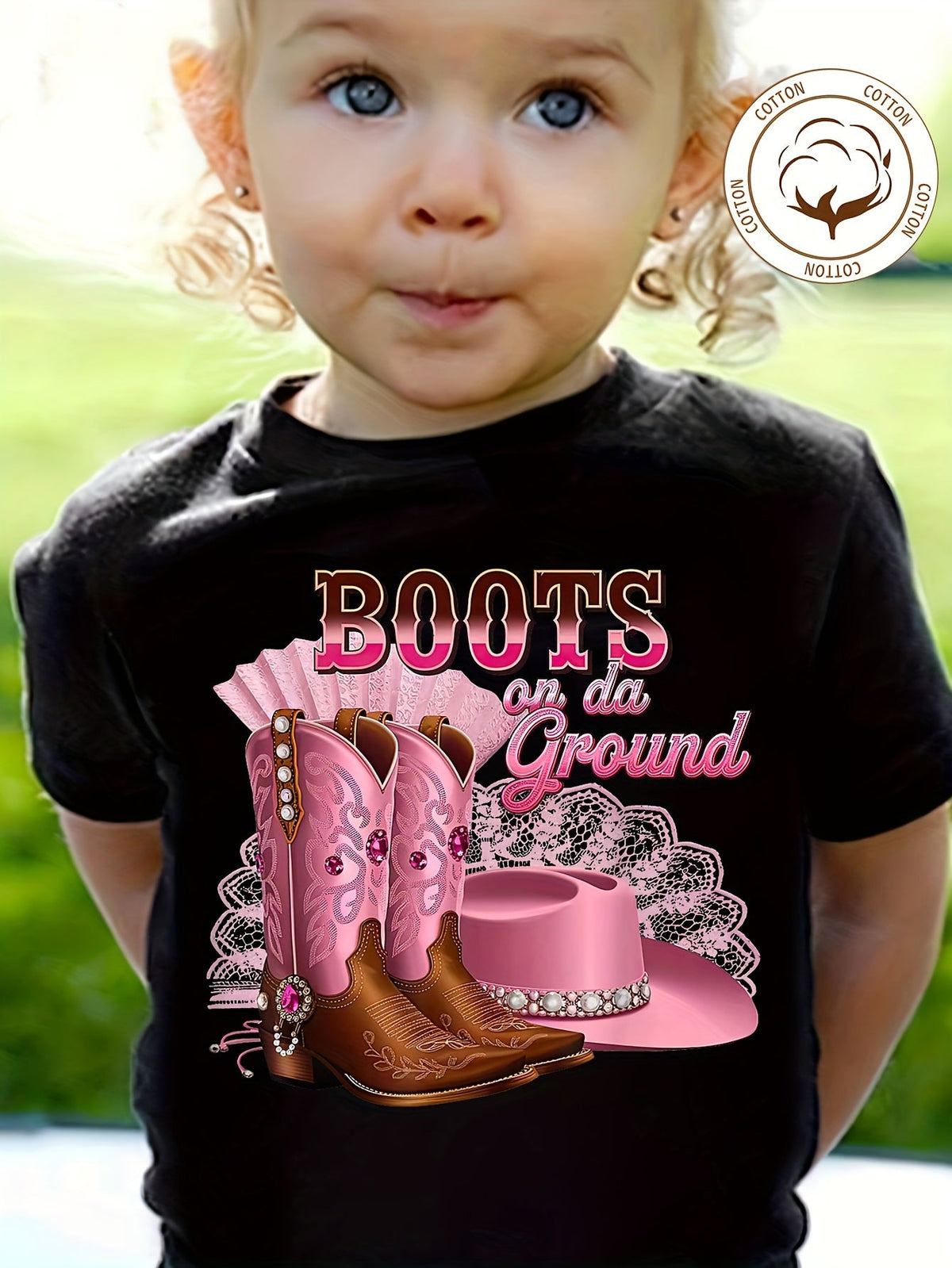 Girls Graphic T-Shirt - Graphic Short Sleeve – Sizes 1-2Y–7-8Y – Black option – main product image