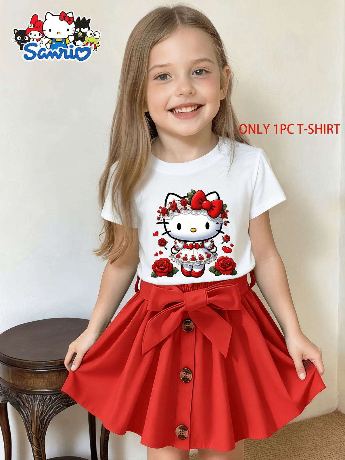 Girls' Hello Kitty Rose T-Shirt - Sweetheart Graphic – view 6