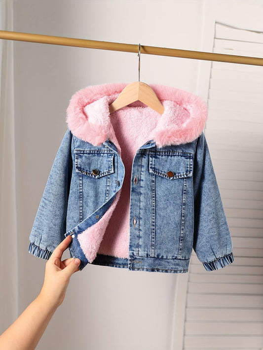 Girls' Jacket – Girls' Denim Outerwear - Long Sleeve Winter – Blue option – main product image