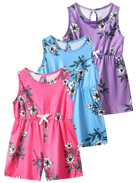 Girls' Jumpsuit Multipack – Girls' Summer Jumpsuits 3-Pack - Floral Styles – main product image