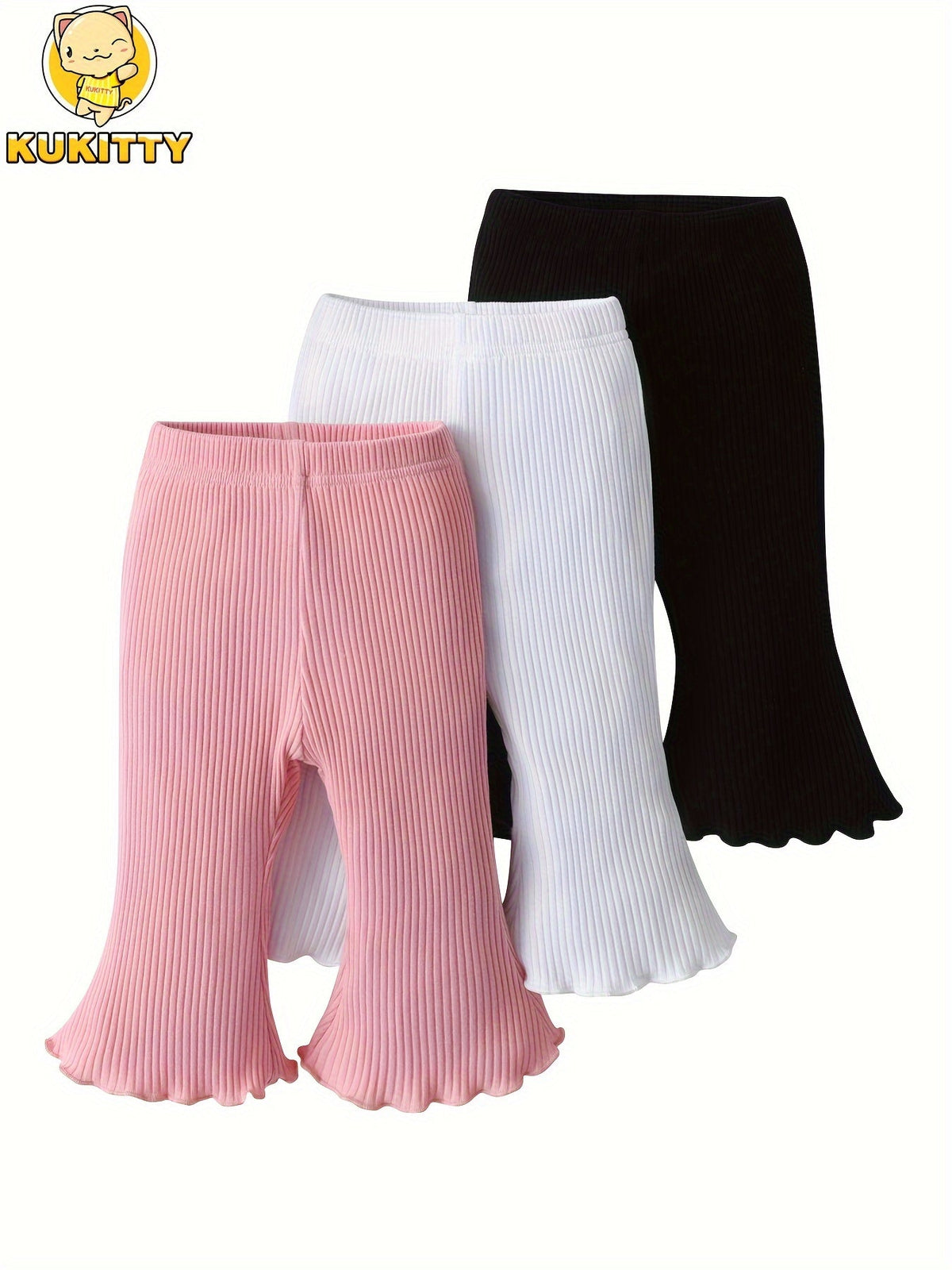 Girls' Leggings – Baby Girl Solid Color Pants – White option – view 2
