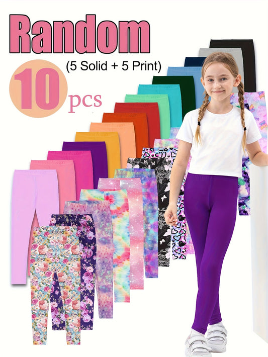 Girls' Leggings – Girls' Solid Color Pants – 10blk – main product image