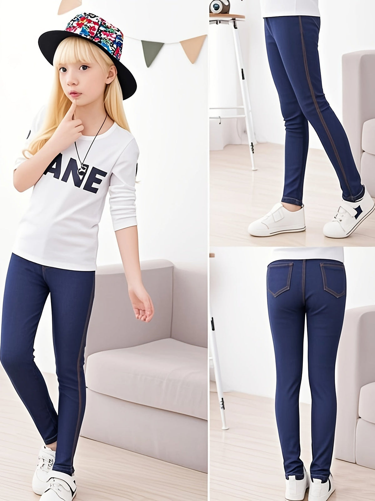Girls' Leggings – Kids' Denim Pants - Fall – view 11