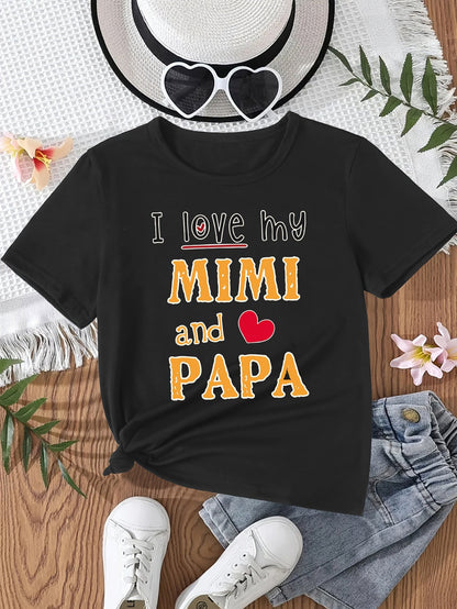 Girls' Mom & Dad Love T-Shirt - Family Graphic – Black option – main product image