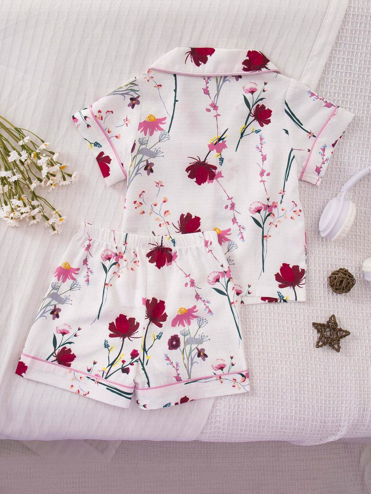Girls' Pajama Set – Girls' Floral Sleepwear - Short Sleeve – view 10