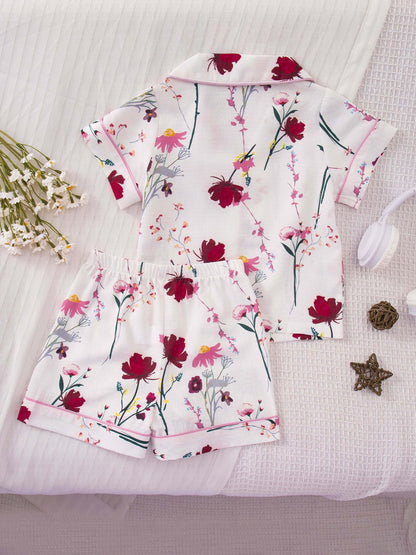 Girls' Pajama Set – Girls' Floral Sleepwear - Short Sleeve – view 10