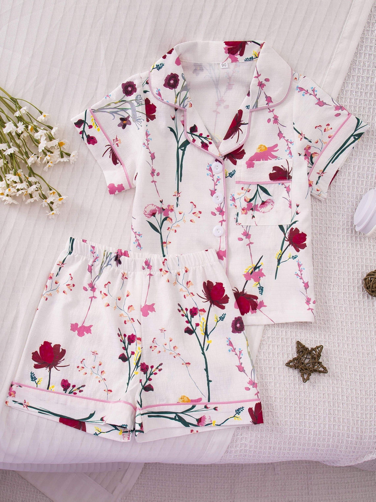 Girls' Pajama Set – Girls' Floral Sleepwear - Short Sleeve – view 19