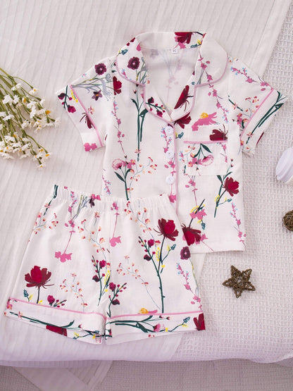 Girls' Pajama Set – Girls' Floral Sleepwear - Short Sleeve – view 19