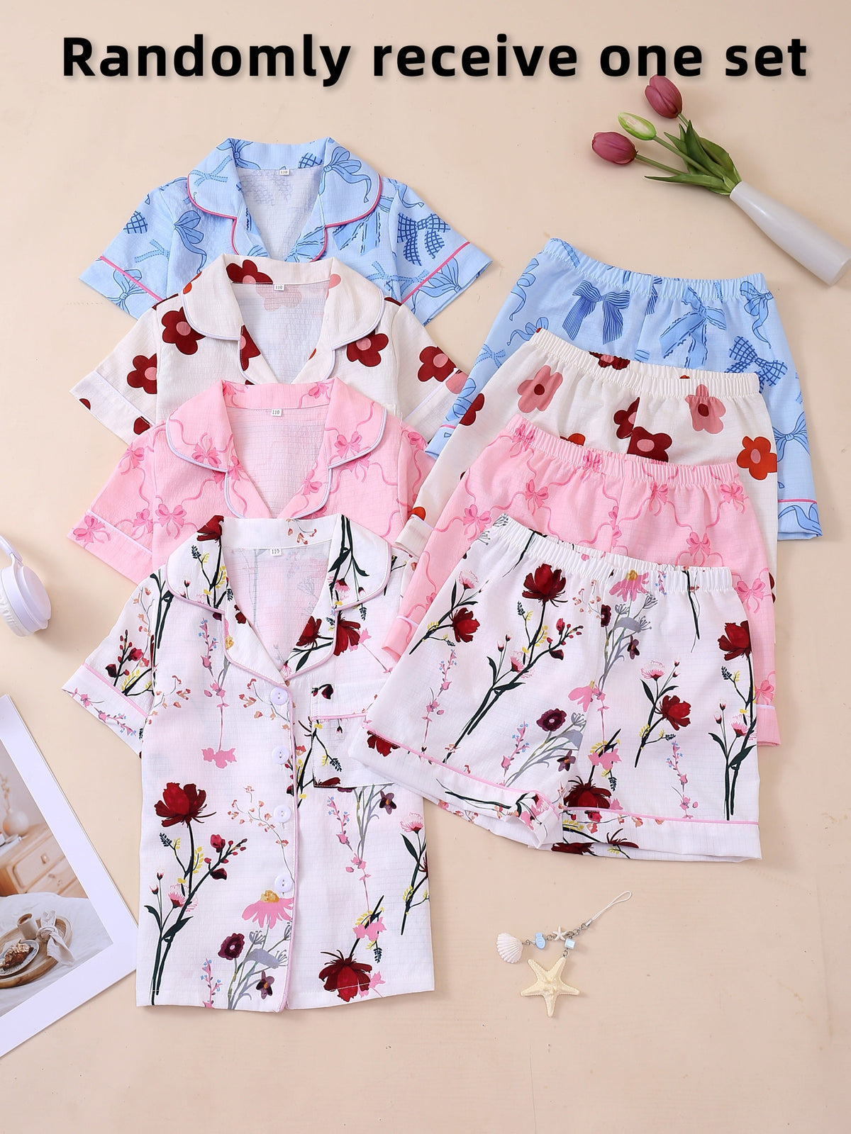 Girls' Pajama Set – Girls' Floral Sleepwear - Short Sleeve – view 21