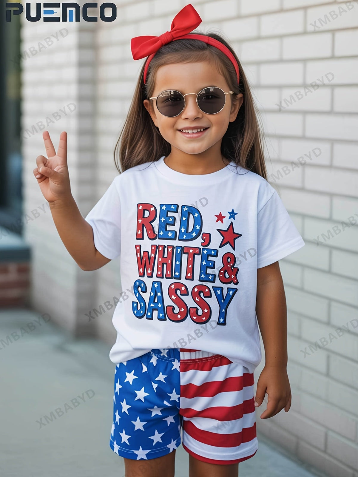 Girls' Red White & Sassy T-Shirt - Patriotic Graphic – view 8