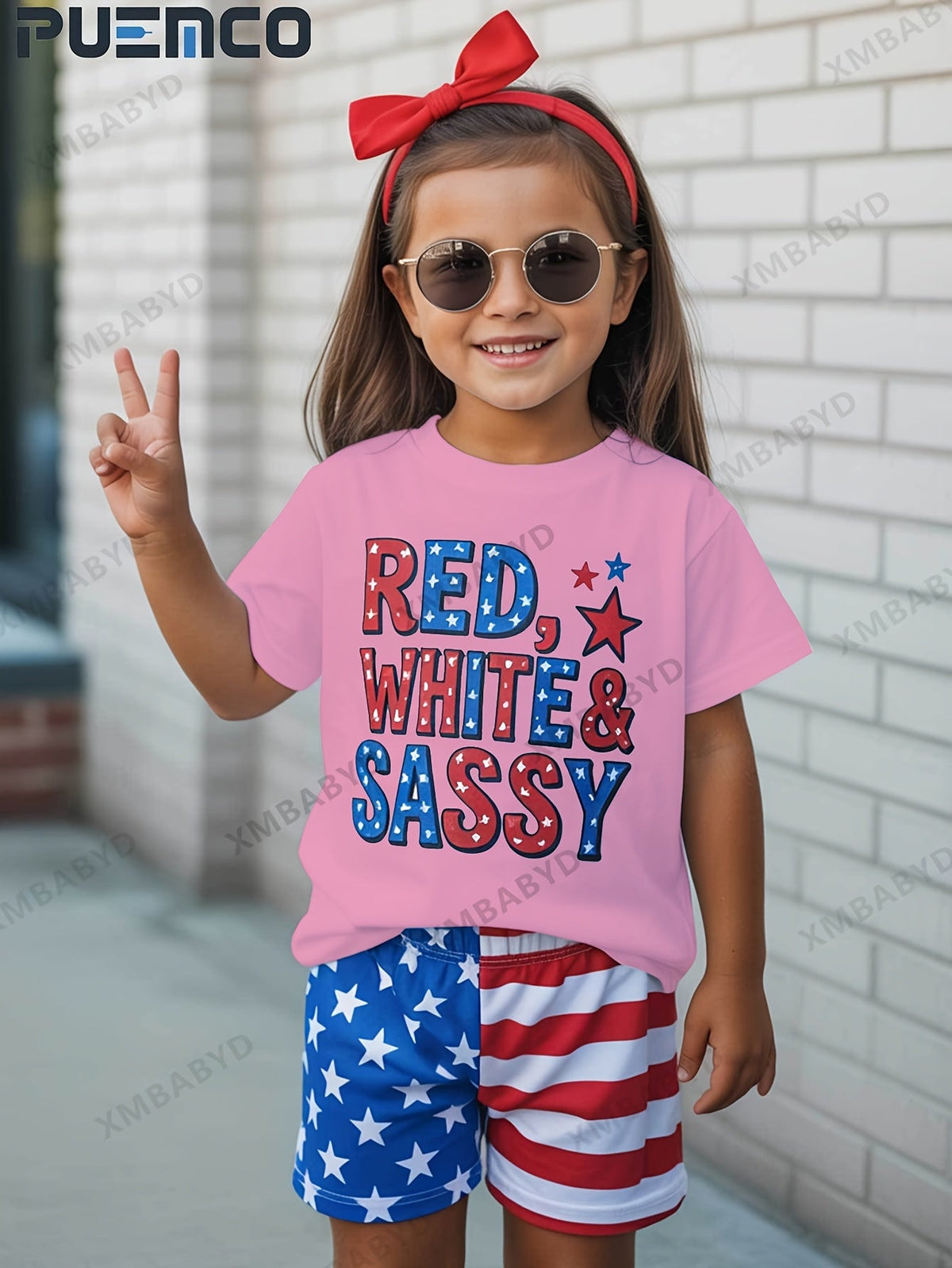 Girls' Red White & Sassy T-Shirt - Patriotic Graphic – view 17