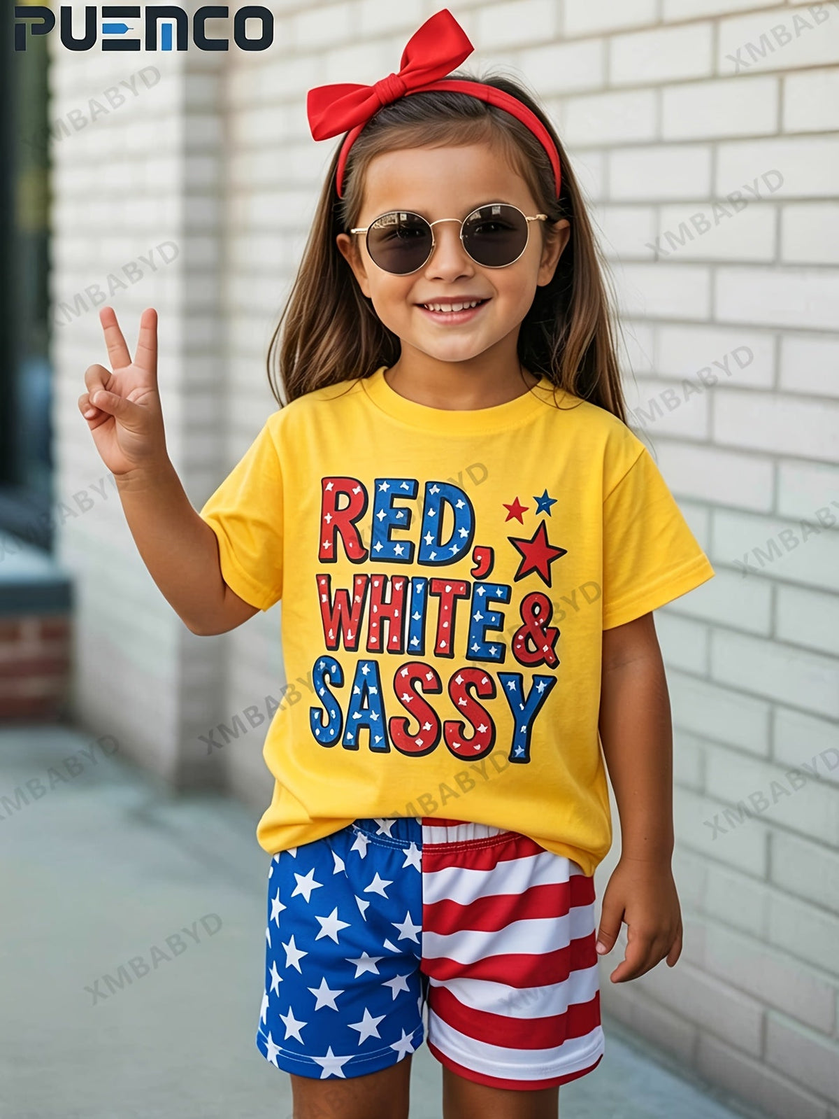 Girls' Red White & Sassy T-Shirt - Patriotic Graphic – view 18