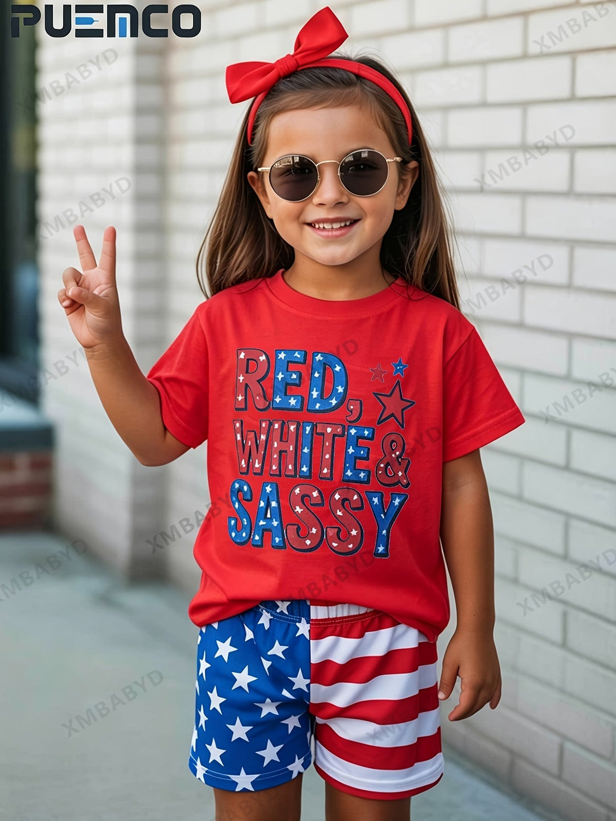 Girls' Red White & Sassy T-Shirt - Patriotic Graphic – view 21