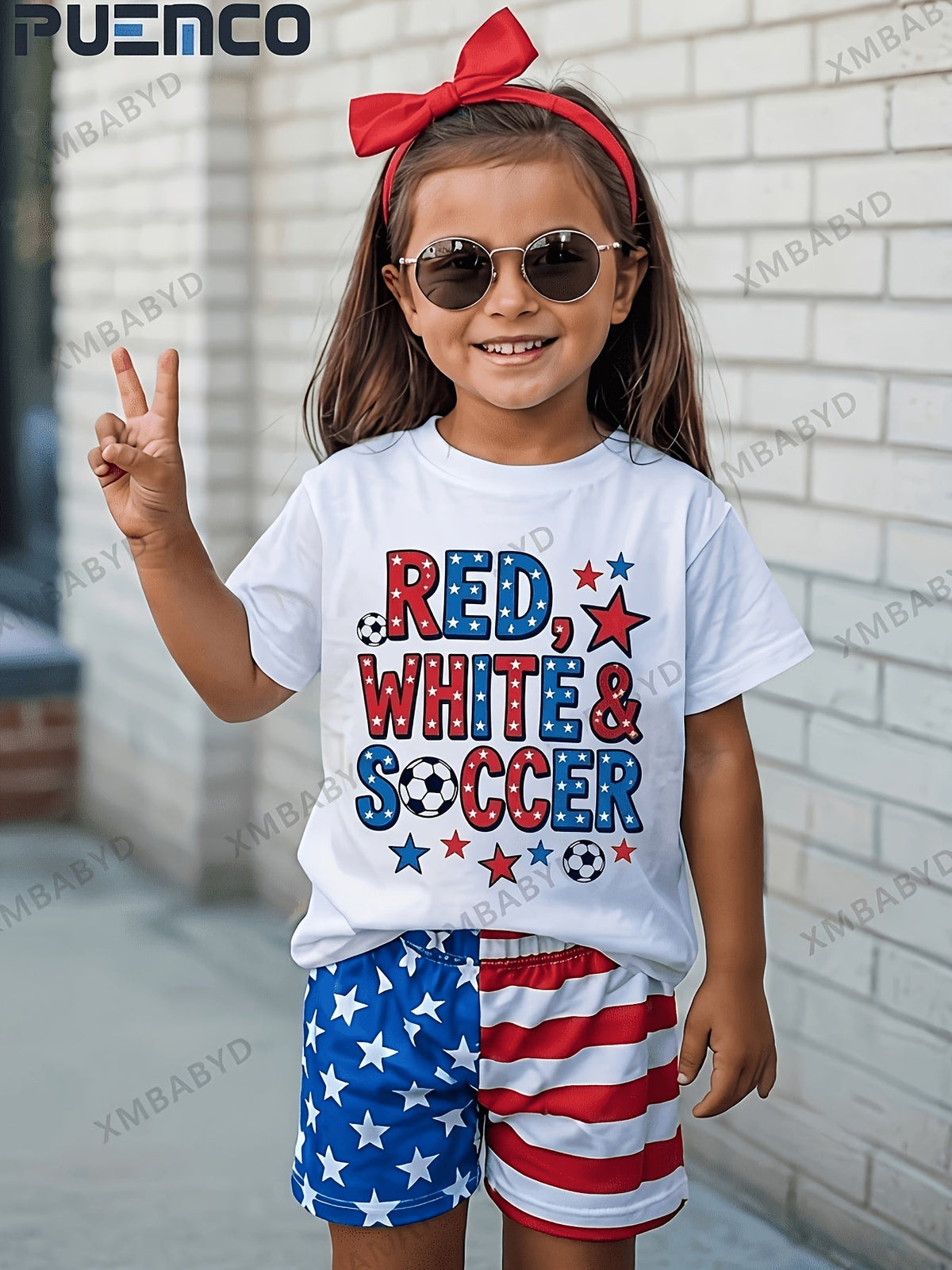 Girls' Red White & Sassy T-Shirt - Patriotic Graphic – Red option – view 4