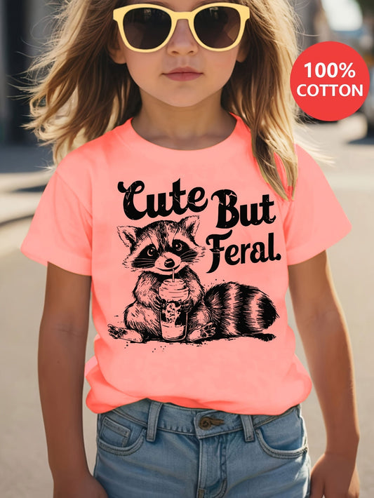 Girls's Graphic Print T-Shirt - Short Sleeve – Pink – main product image