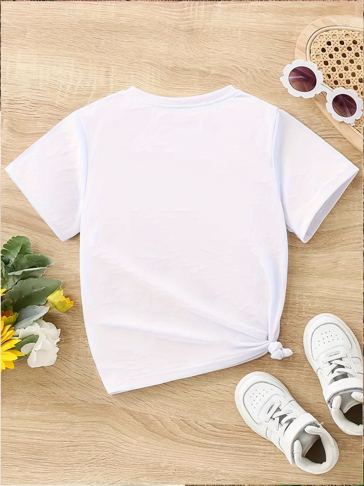 Girls's Graphic Print T-Shirt - Short Sleeve – White – view 2