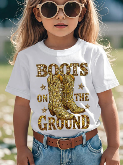 Girls's Graphic Print T-Shirt - Short Sleeve – White – view 6