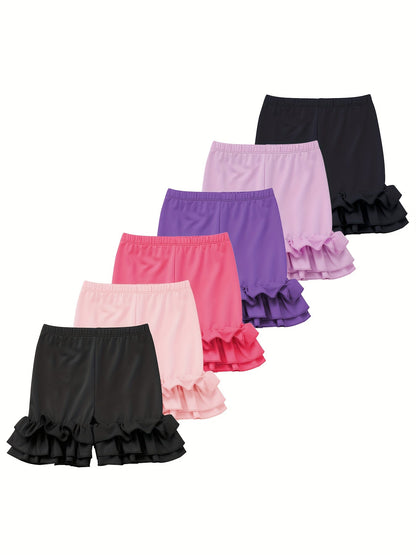 Girls' Solid Color Shorts - Summer 9189 – Black option – view 4