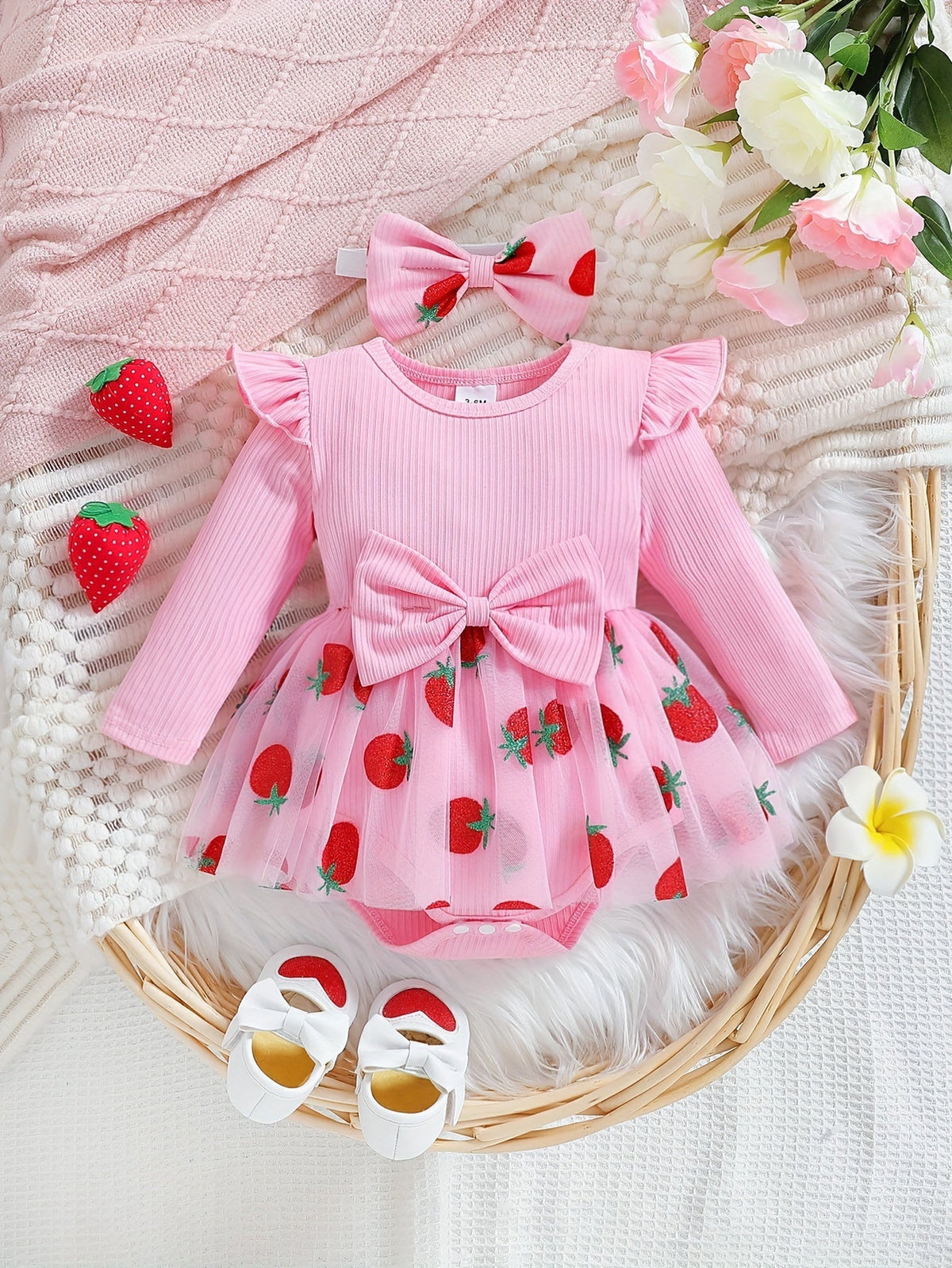 Girls' Striped Bodysuit with Tulle Skirt – view 9