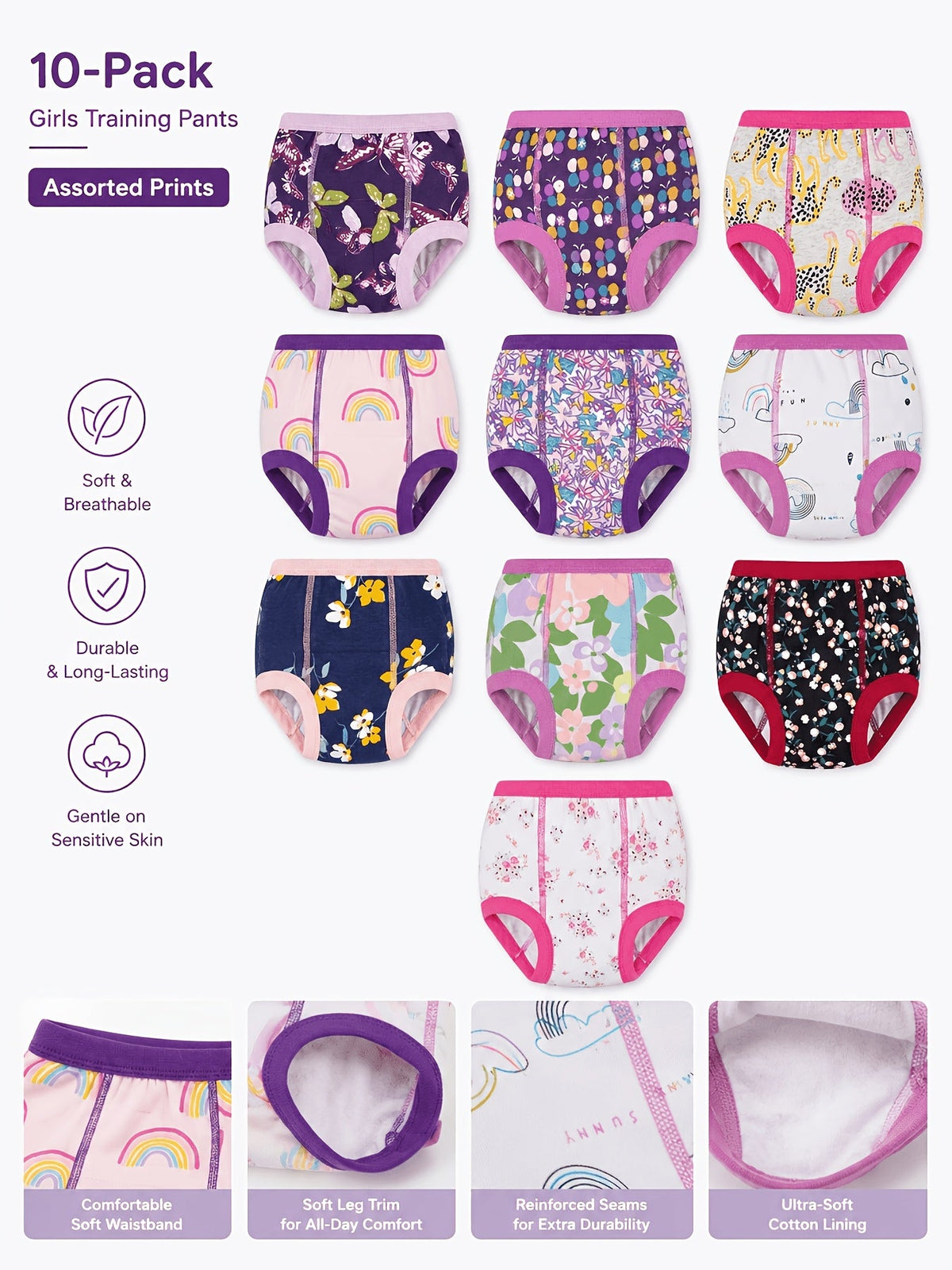 Girls' Training Pants – Girls' Potty Training Underwear - 10-Pack Absorbent – view 4