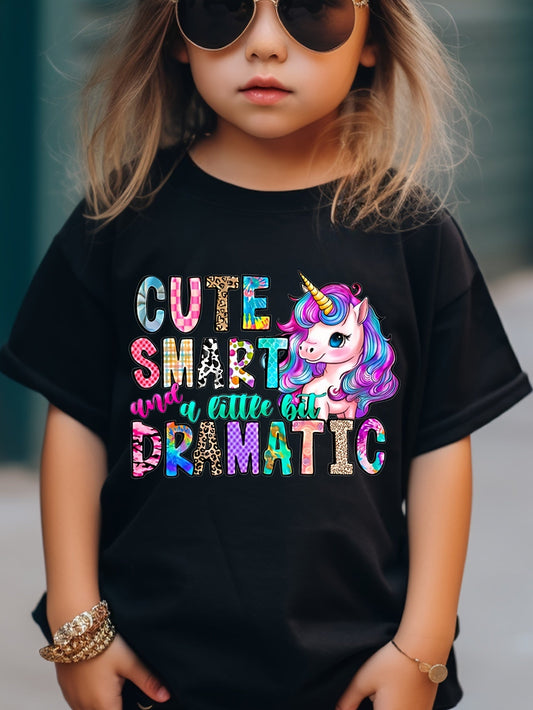 Girls' Unicorn T-Shirt - Short Sleeve – Black option – main product image