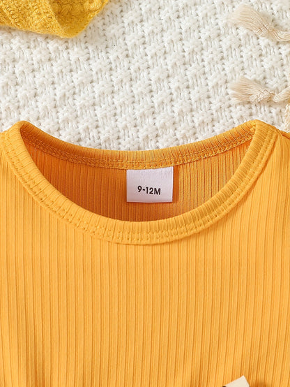 Girls' Yellow Polyester Printed Ruffle Dress – view 5