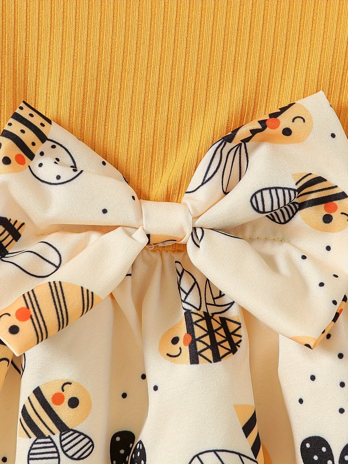 Girls' Yellow Polyester Printed Ruffle Dress – view 7