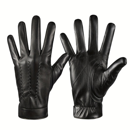 Gloves - Faux Leather Motorcycle Full Finger Warm Riding for Men Women Outdoor - product detail view 12