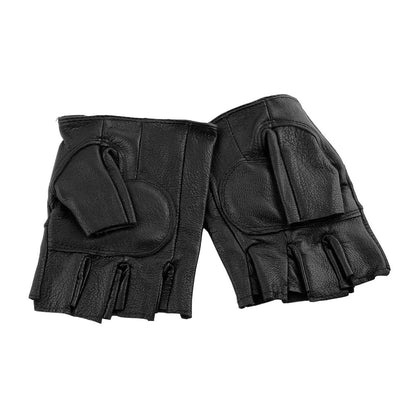 Gloves - Steampunk Leather Fingerless Men Motorcycle Biker with Rivet Chain - product detail view 8