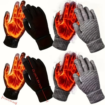 Gloves - Touchscreen Winter 4 Pack Thick Plush Lined Warm Driving Cycling for Men - product detail view 9