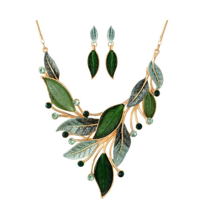 Gold Jewelry Set for Women - Gold-Tone Leaf, Necklace and Earrings - product detail view 7