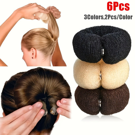 Hair Accessories - Bun Maker Headband Set 6pcs Invisible Fluffy Donut Bun Shaper Crown Updo - main product view