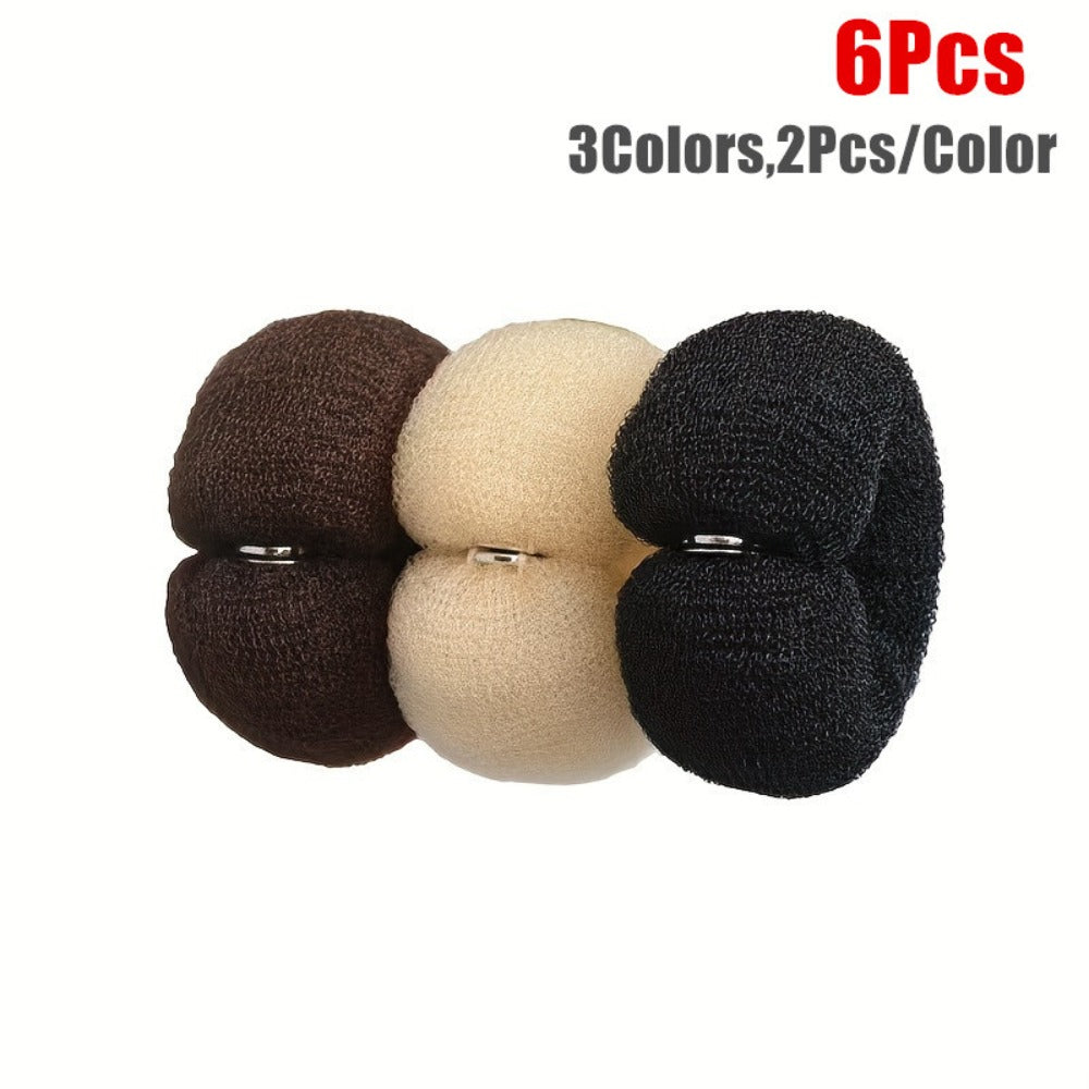 Hair Accessories - Bun Maker Headband Set 6pcs Invisible Fluffy Donut Bun Shaper Crown Updo - product detail view 3
