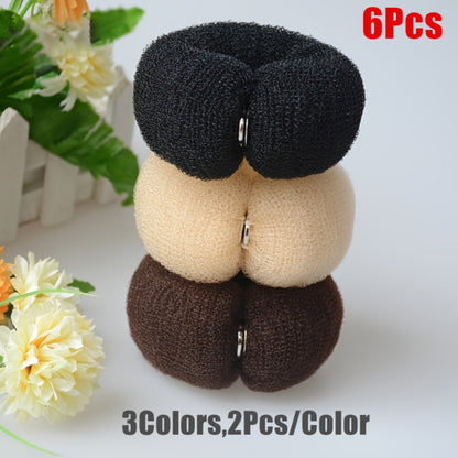 Hair Accessories - Bun Maker Headband Set 6pcs Invisible Fluffy Donut Bun Shaper Crown Updo - product detail view 6