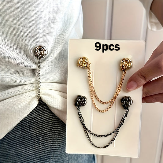 Hair Accessories - Camellia Clips Set for Women 9 Pieces Floral Bobby Pins Elegant Snap - main product view