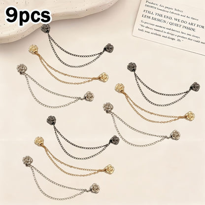 Hair Accessories - Camellia Clips Set for Women 9 Pieces Floral Bobby Pins Elegant Snap - product detail view 3