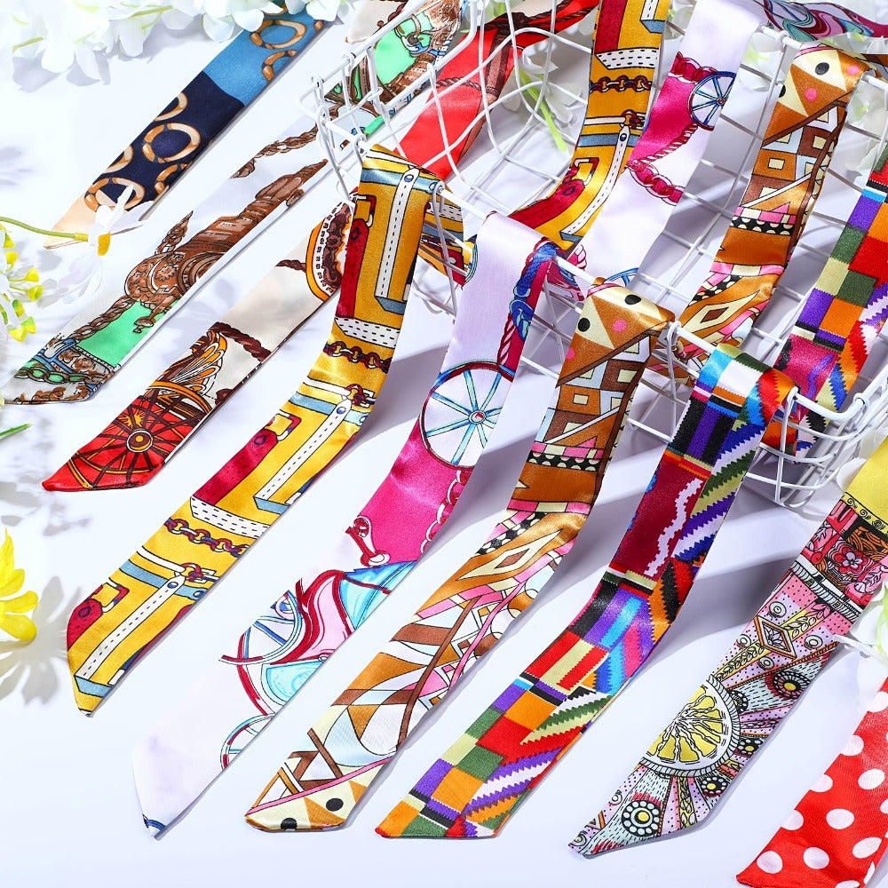 Hair Accessories - Satin Head Scarves 60pcs Silk Ribbon Headbands Neckerchief Scarf Purse - product detail view 2