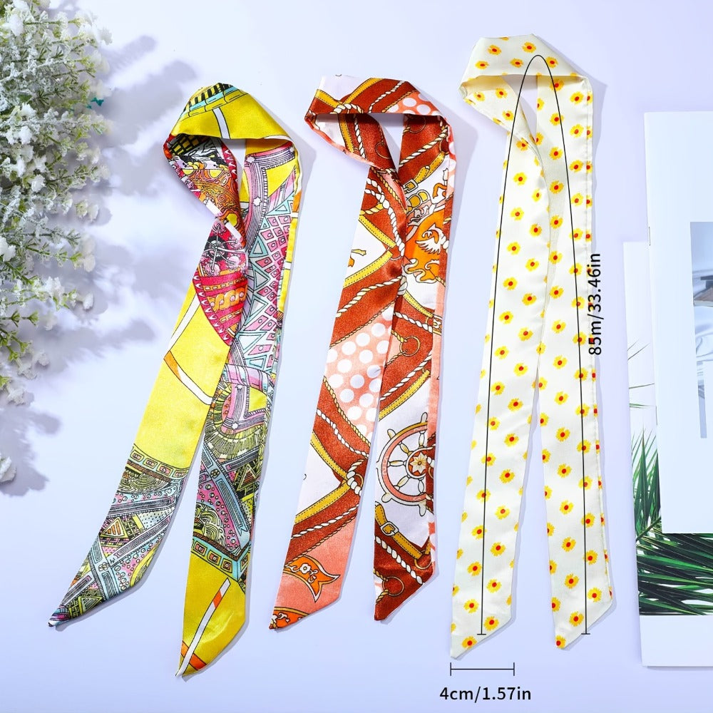 Hair Accessories - Satin Head Scarves 60pcs Silk Ribbon Headbands Neckerchief Scarf Purse - product detail view 5