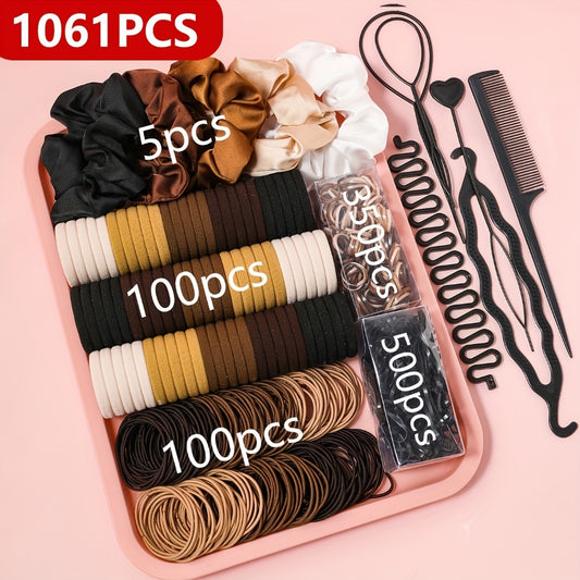 Hair Accessories - Set 1061pcs Women Braiding Tools Large Bands Mini Rubber Bands Elastic - main product view