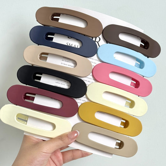 Hair Clips for Women - for 12 Pack Matte Solid Color Side & Bangs , Oval PVC Elegant Barrettes - main product view
