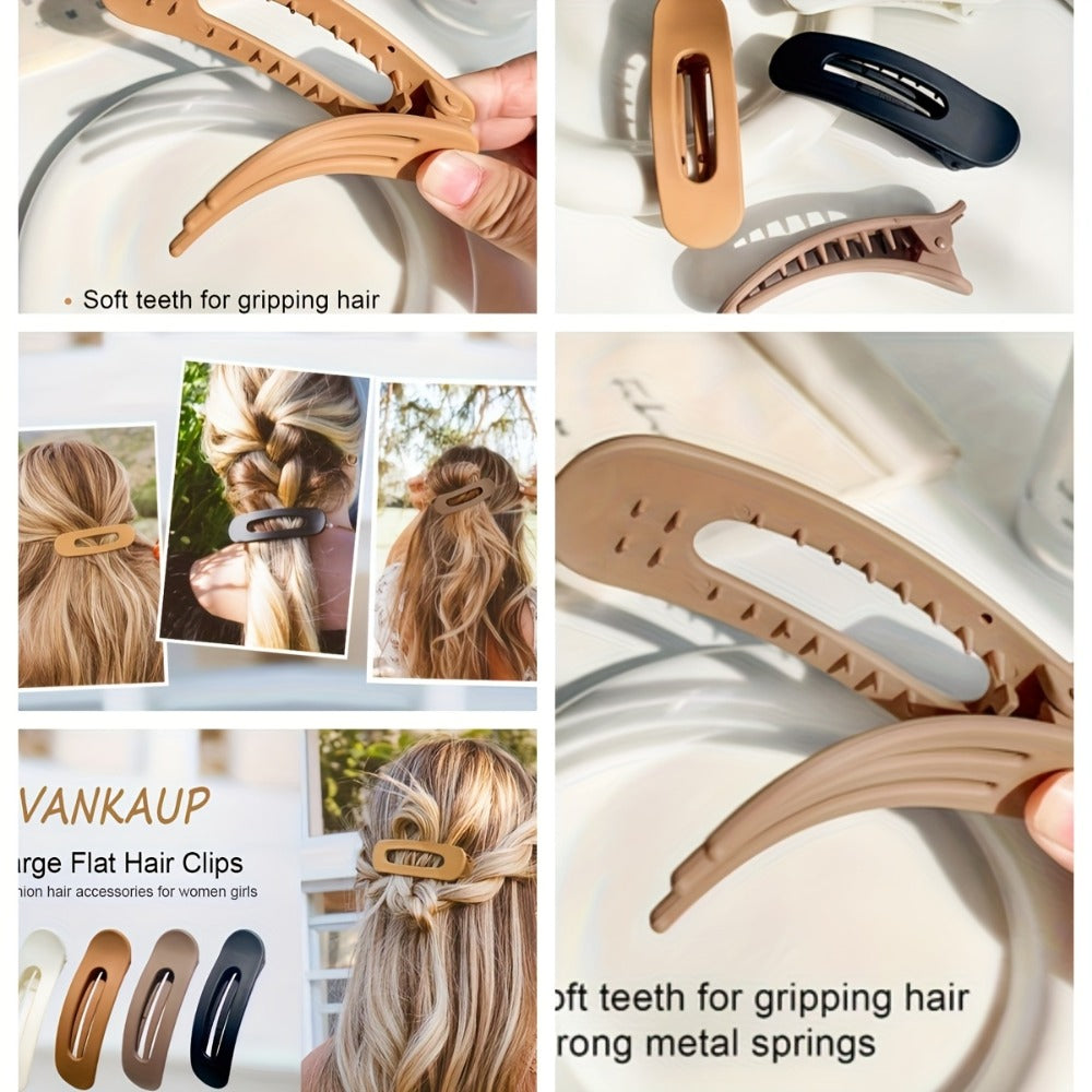 Hair Clips for Women - for 12 Pack Matte Solid Color Side & Bangs , Oval PVC Elegant Barrettes - product detail view 2