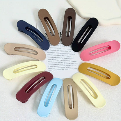 Hair Clips for Women - for 12 Pack Matte Solid Color Side & Bangs , Oval PVC Elegant Barrettes - product detail view 4